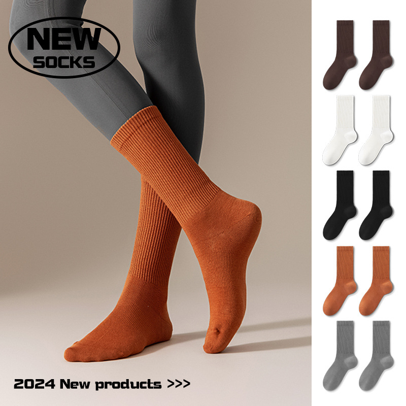 女士美拉德棉袜抗菌新疆棉袜子休闲运动袜秋冬长筒袜高筒女袜